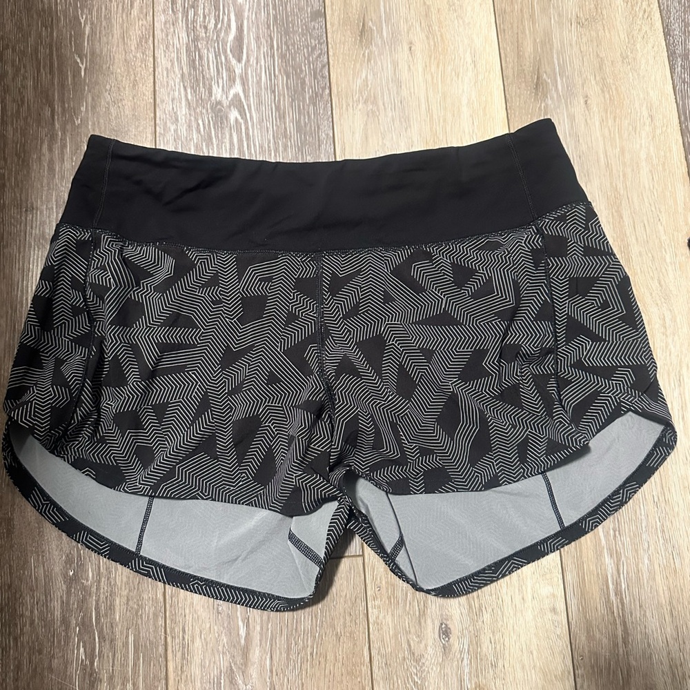 lululemon athletica Black and Gray Patterned Athletic Shorts